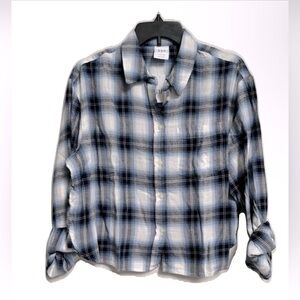 Gap Cropped Plaid Flannel Shirt